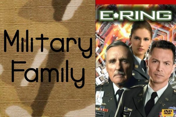 'Military Family' text on Multicam pattern and E-Ring TV Series DVD set cover